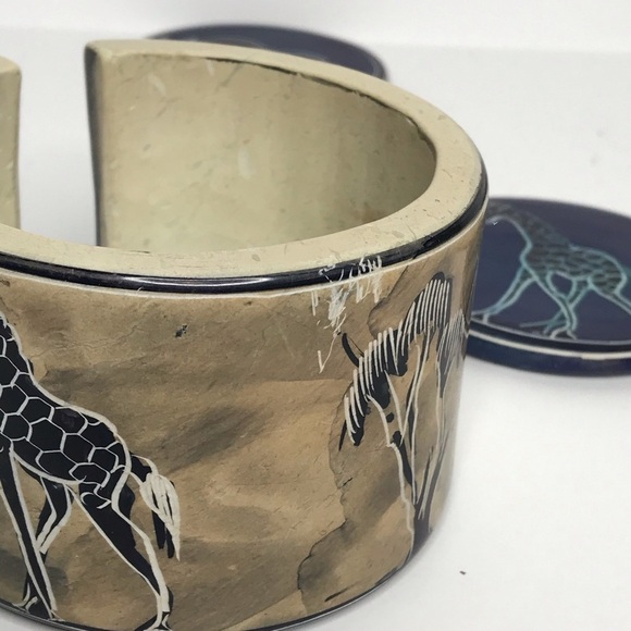 Hand Painted African Animal Stone Coasters Holder - Picture 6 of 14